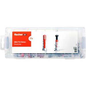 Fischer Dübel 560098, Mini FixTainer DuoLine, Set, 2 verschiedene Dübel, 4 Größen, 77-teilig, 25 Stück