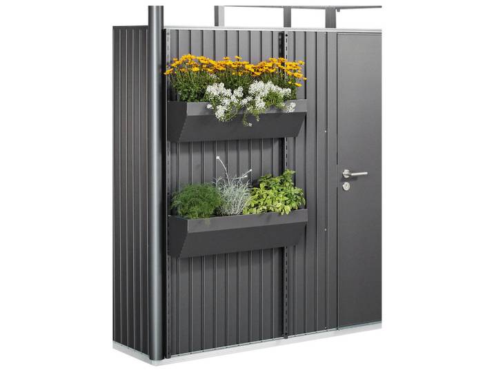 Biohort Blumenkasten-Set, Dunkelgrau, Metall, Kunststoff, 82x188x25 cm, Qualität aus Österreich, stabil, wetterbeständig, einfache Montage, Dekoration, Gartendeko