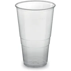 VEPATIM 100x Trinkbecher transparent klar mit Eichstrich Pint 0,5 l 500 ml PP