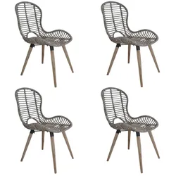 Décoshop26 - Set aus 4 braunen Küchen- und Esszimmerstühlen Naturrattan CDS021697 CDS021697