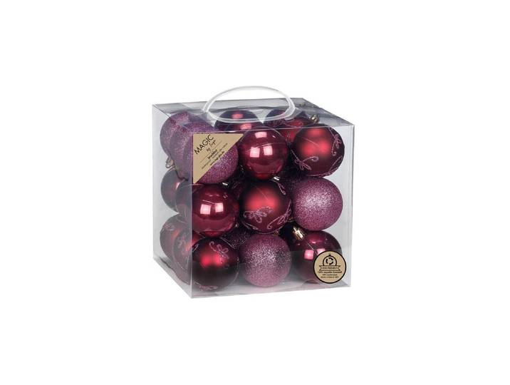Weihnachtsbaumkugel INGES CHRISTMAS DECOR 6 cm 27 Stück , rot (bordeaux), Kunststoff, Weihnachtsbaumkugeln, Weihnachtsbaumkugel