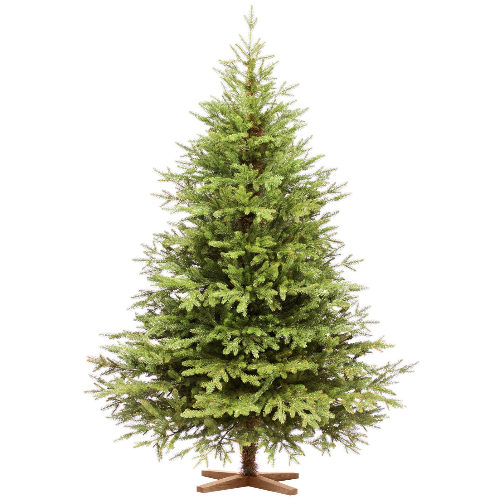 FairyTrees Kunstkerstboom Nordmann Exklusiv FT06 met handgemaakte essenhouten standaard, 180 cm