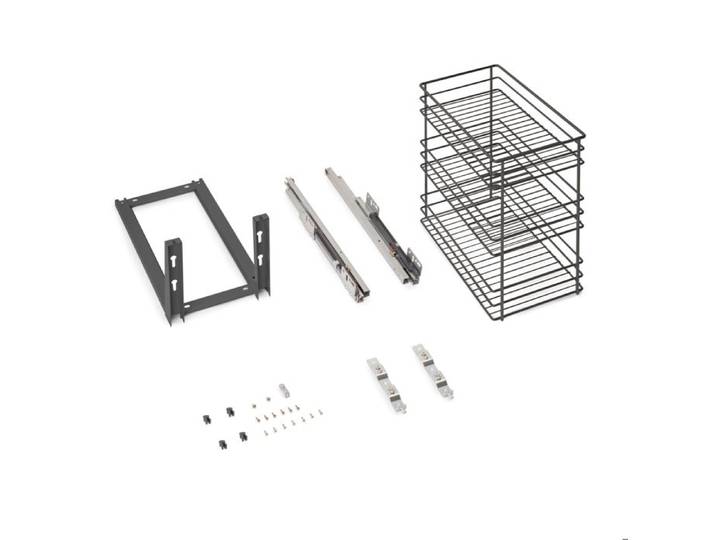 Emuca Chariot coulissant Titane avec fixation inférieure à fermeture amortie module 300mm acier Gris antracite