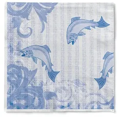 Sovie HORECA Serviette Fisch in Blau aus Tissue 33 x 33 cm, 100 Stück - Maritim