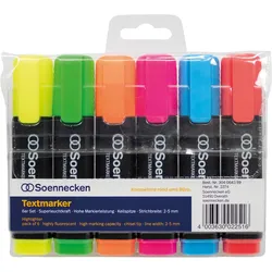Soennecken Textmarker 6 Stück pro Pack diverse Farben