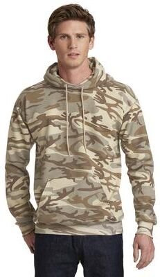 Port & Company PC78HC Core Fleece Camo Pullover Hooded Sweatshirt in Desert size 4XL