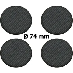 4 x Ø 74 mm Polymere Aufkleber / Carbon-Optik / Nabenkappen, Felgendeckel