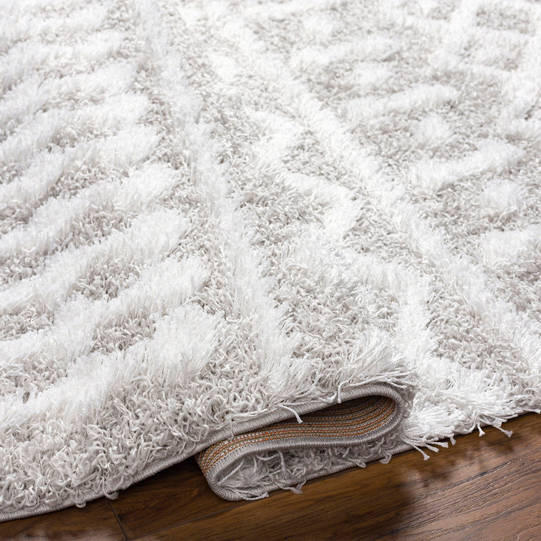 Blue Elephant Rectangle Oriental Shag White;Gray Rectangle 200 x 290cm