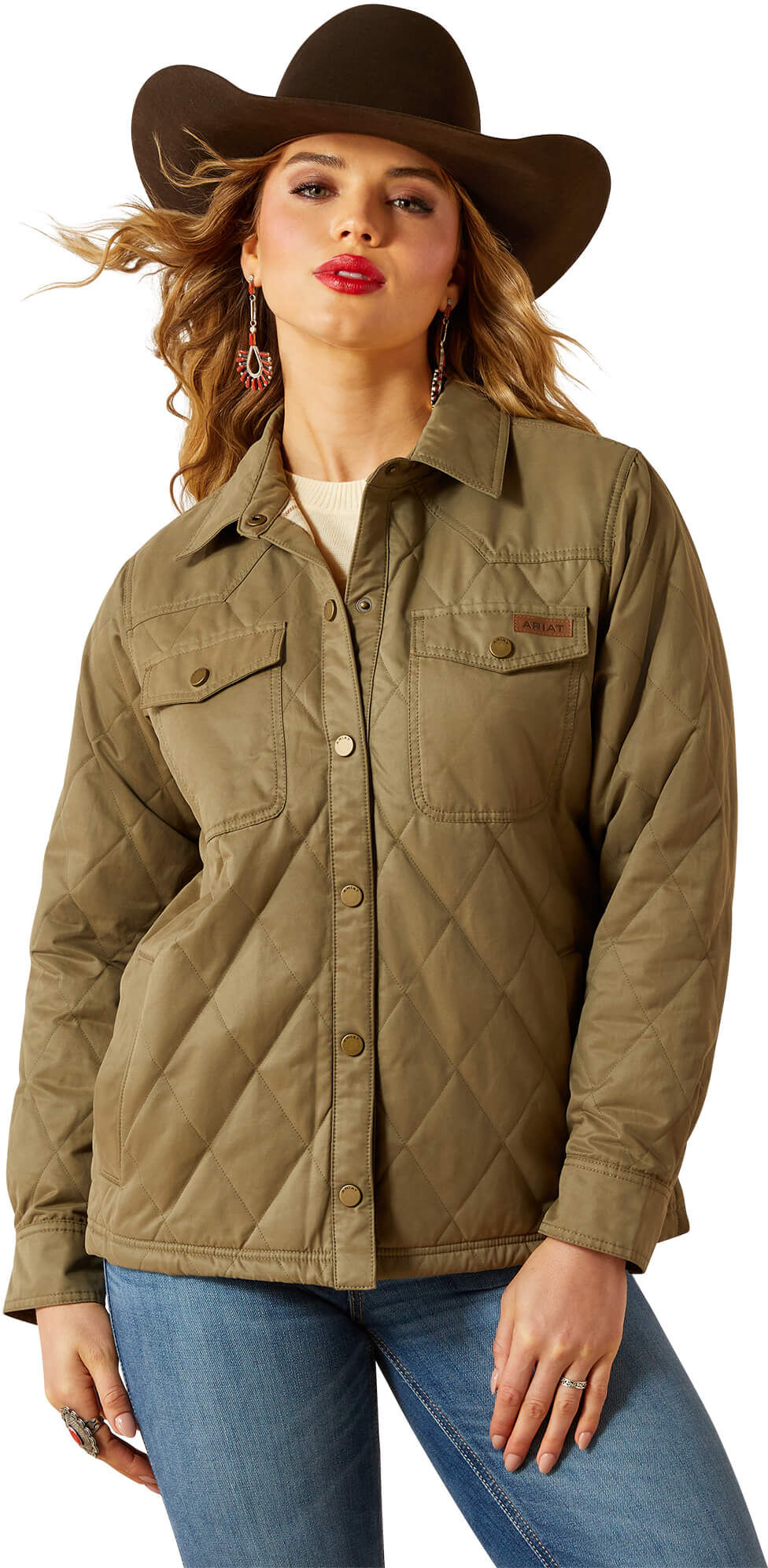 Women's Grizzly Quilted Barn Jacket in Dusky Green, Size: 2XL by Ariat
