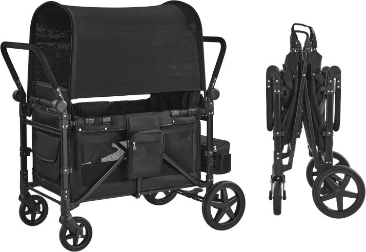 Kinderwagen für 4 Kinder - Wagon Push Pull - Faltbarer Kinderwagen - 330LBS Belastung - Hochwertiger Transportwagen für Kinder