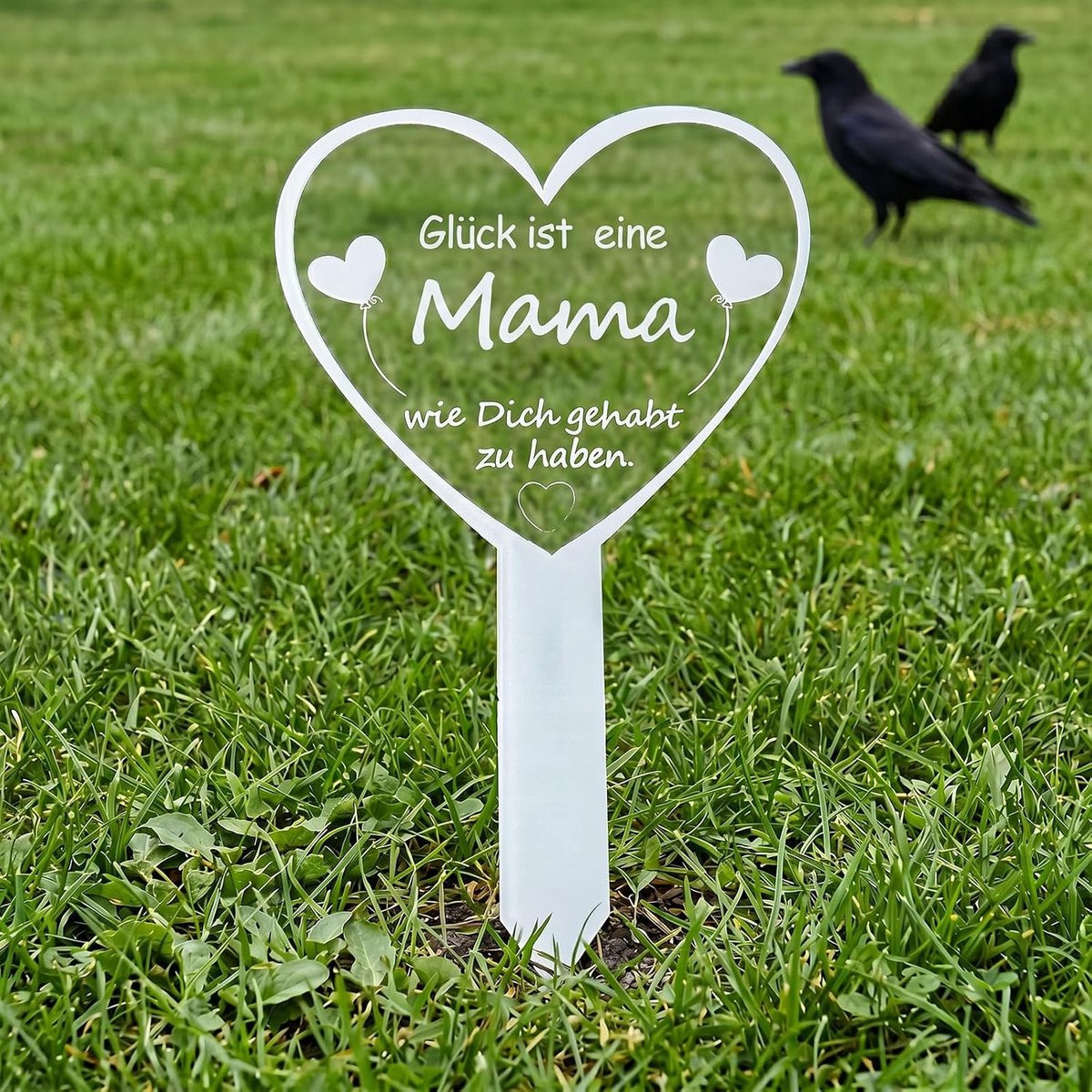 Weerbestendige grafsteker Mama voor begraafplaats en urn, Wit, 16 x 26 cm