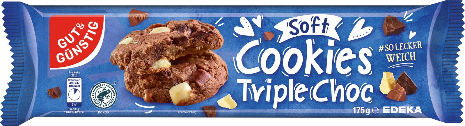 GUT&GÜNSTIG Soft Cookies Triple Choc 175,0 g 5521641002