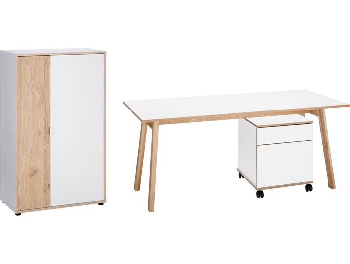 Büromöbel-Set VOGL MÖBELFABRIK Trelle , weiss (weiß), Holzwerkstoff, Arbeitsmöbel-Sets, Büromöbel-Set