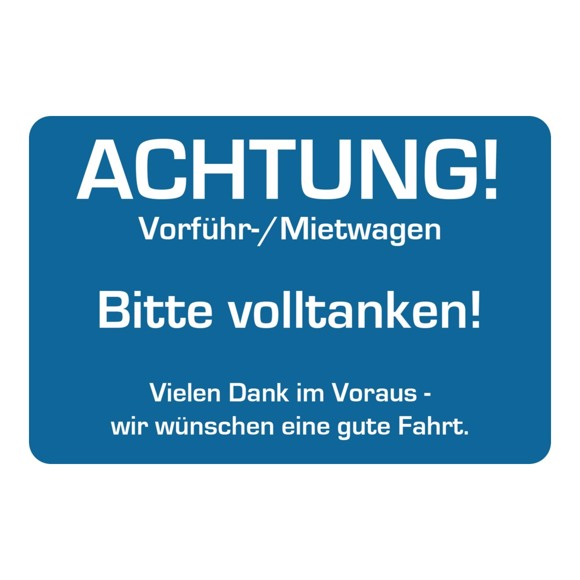 Eichner Kundendienstaufkleber Text: Achtung! Bitte volltanken (9220-00066)