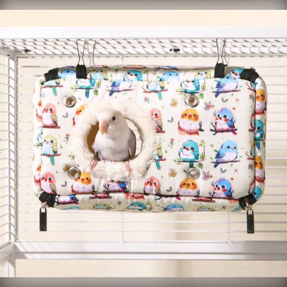 INF Nid d'hiver extra large en coton pour oiseaux avec chaîne de suspension - Abri confortable pour plusieurs oiseaux