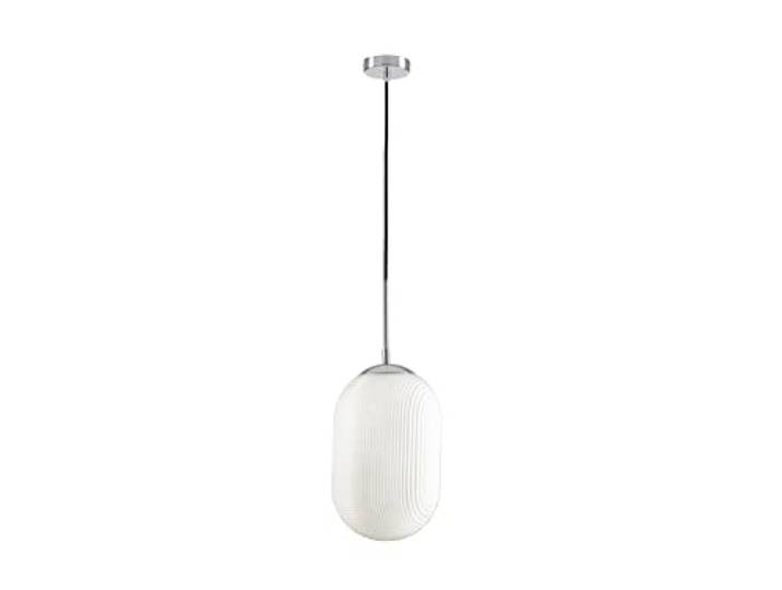 Pendelleuchte GREENWICH Relieflinien Kristall Milchglas Weiß Ø23cm