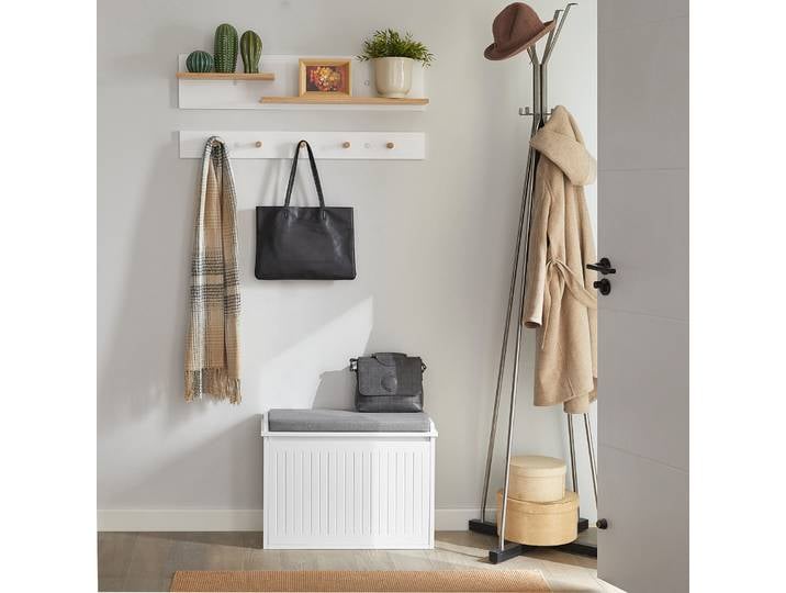 SoBuy FSR98 Armoire à chaussures avec rabat Banc à chaussures avec coussin de siège Commode à chaussures BHT environ. : 62x46x26cm