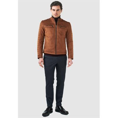 Outdoorjacke PIERRE CARDIN, Herren, Gr. L, braun, 100% Lederimitat, unifarben, normal, Jacken Outdoorjacke, im angesagten Biker-Stil