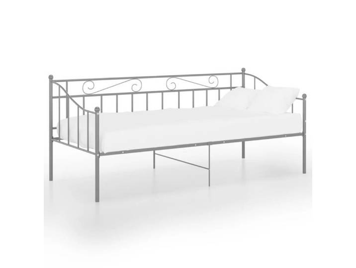 GAR'S Lit Métal Lit Banquette Cadre de canapé-lit Gris Métal 90x200cm(7868)