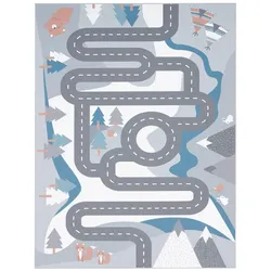 TT Home, Spielteppich + Spielmatte, Kinderzimmerteppich Teppich Junge Mädchen Kinderteppich Baby Rutschfest Strasse (160 x 120 cm)