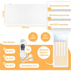 Kesser, Heizdecke,  Wärmeunterbett mit Abschaltautomatik, 3 Temperaturstufen (150 x 80 cm)
