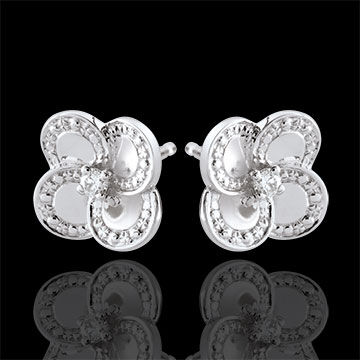Edenly Ohrringe BlÃ¼te - WeiÃŸer Klee - Gold und Diamanten