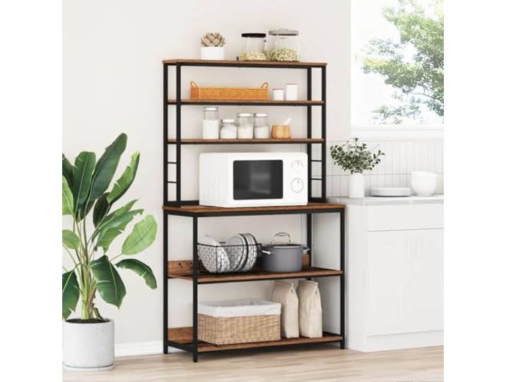 ZQQLVOO Küchenregal 5 Ebenen 100 x 40 x 168 cm Holzwerkstoff Stahlrahmen Industrial Design, freistehend, Stahlbeine, abriebfest, viel Stauraum, für Küche und Essbereich