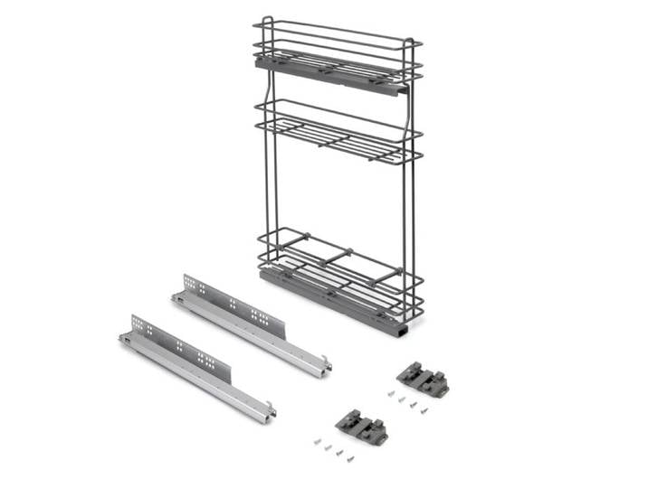 Emuca porte-bouteilles extractible TitaneMax avec fermeture à amortie gauche 3 plateaux module 150mm Acier Gris Anthracite