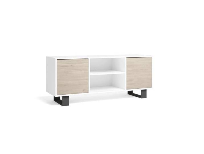 Meuble TV 140 salon WIND couleur Blanc-Chêne 137x40x57cm RF1008