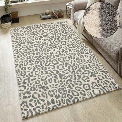Wollteppich OTTO HOME "Gabbo Leo, Leopardenmuster, handgearbeitet", beige (natur), B:200cm H:14mm L:300cm, Wolle, Teppiche, reine Wolle, Uni, Wohnzimmer, Schlafzimmer, Esszimmer