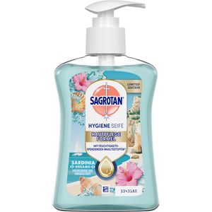 Sagrotan Seife Hygiene Sardinia Dreams, Meeresbrise & Hibiskus, Flüssigseife, Pumpspender, antibakteriell, 250 ml