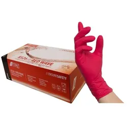 NITRAS RED WAVE Nitril-Einmalhandschuhe, rot- , Größe: L  100 Stück