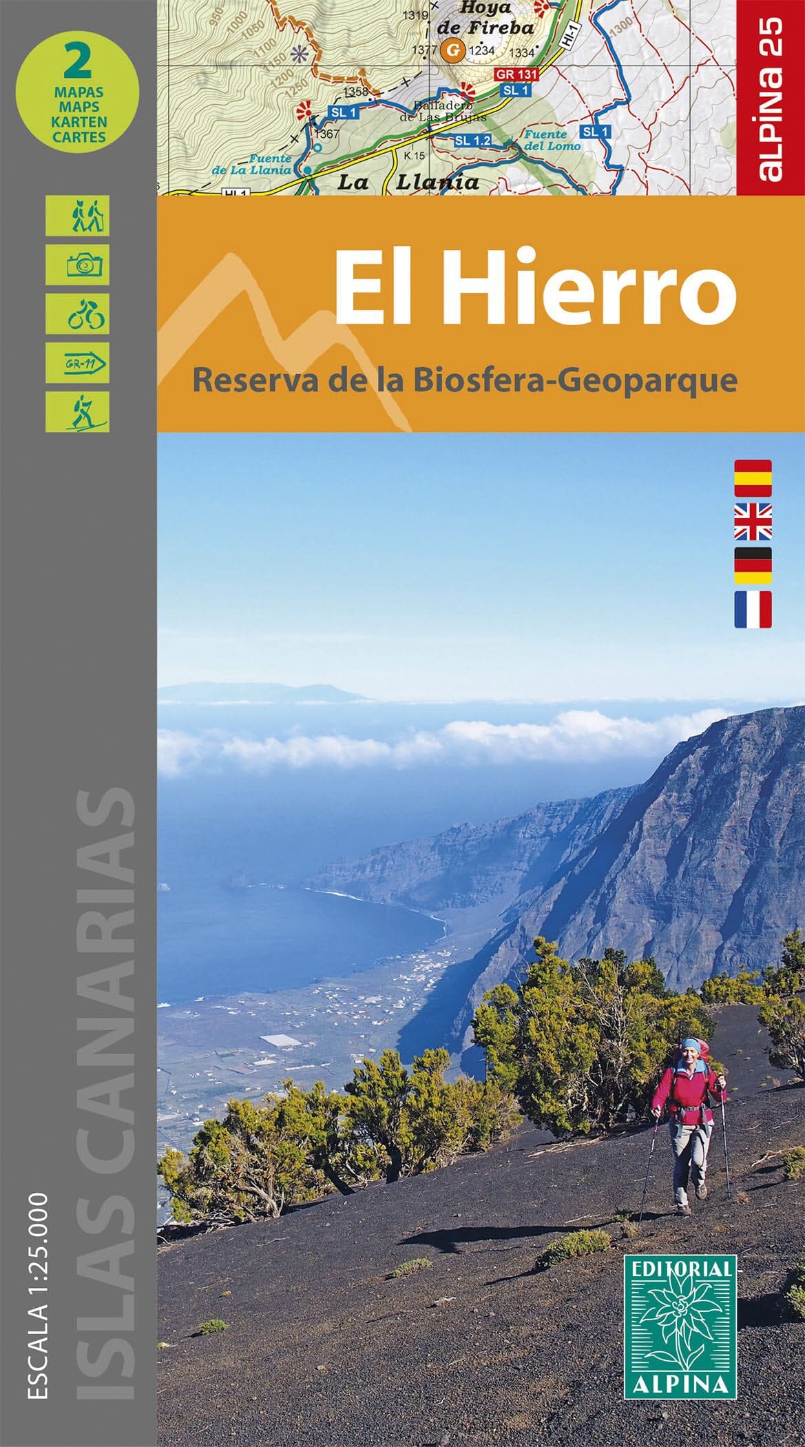 Editorial Alpina Lot de 2 cartes de randonnée - El Hierro, Reserva de la Biosfera-Geoparque   Alpina