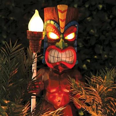 Outdoor Solar Garden Lights Solar Tiki Lights Outdoor Statues Backyard, Tiki Totem Decor For Hawaiian Party, Tropical Garden Patio Decor man