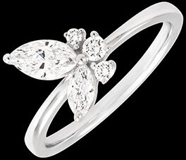 Edenly Ring Mitternachtsschmetterling - WeiÃŸgold 18 Karat mit synthetischen Di