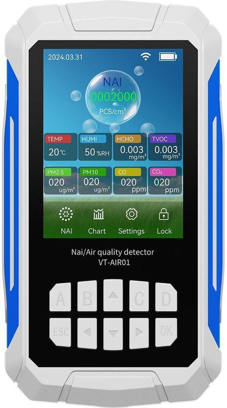 Garosa Luchtkwaliteitsmeter voor CO2, luchtvochtigheid, temperatuur, PM2.5 en VOC's - Wit