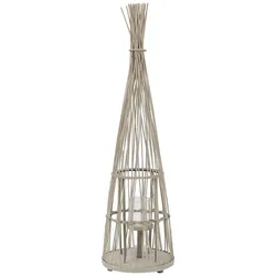 ECD Germany Bambus Laterne, Windlicht H:110cm Gartenlaterne mit LED-Lichterkette & Glaseinsatz, Bambuslaterne, Kerzenhalter Innen/Außen, Deko Laterne
