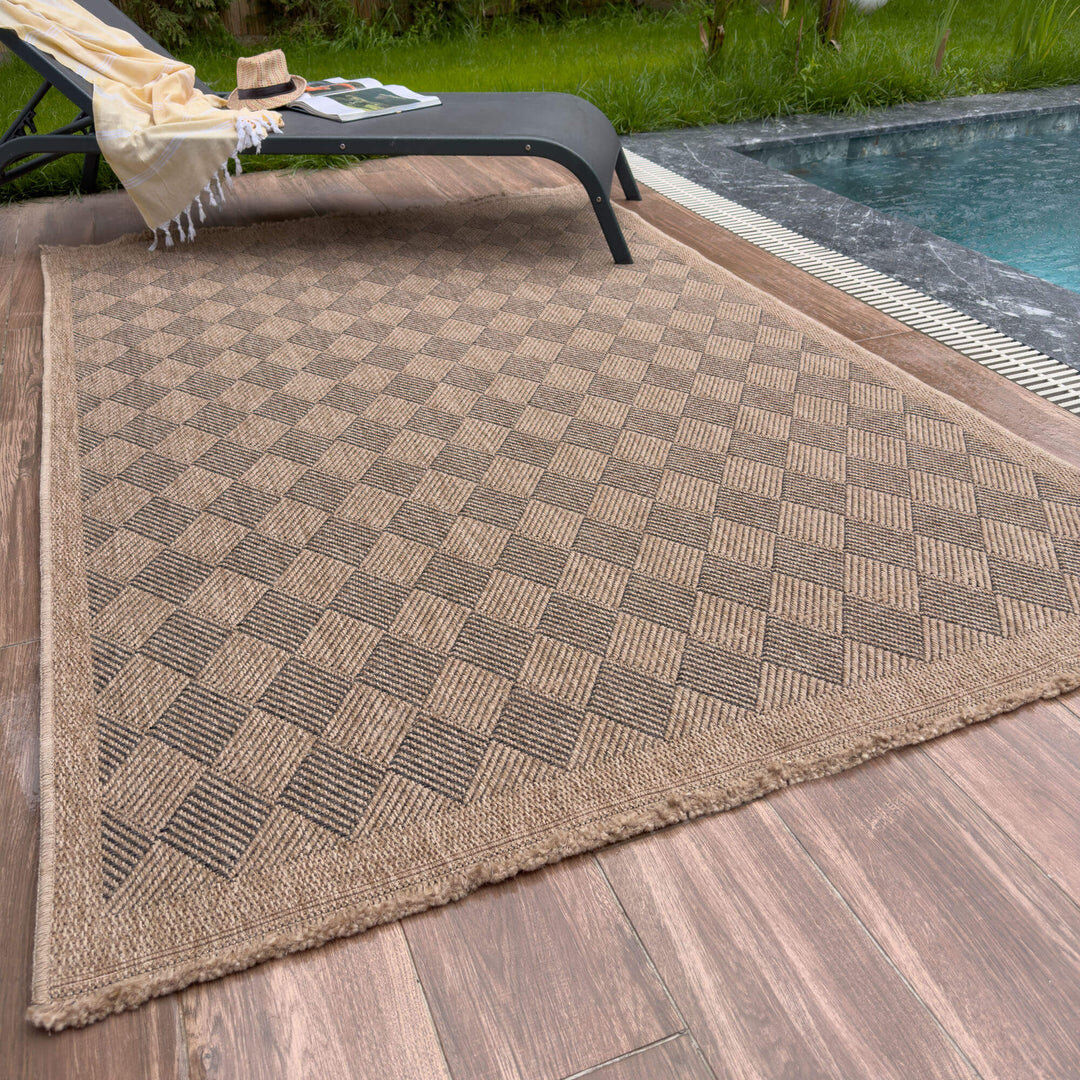 THE RUGS Nature Collection Argyle Indoor / Outdoor Area Rug Grey Rectangle 200 x 290 cm