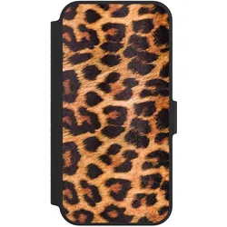 Nivocase Klapphülle für Apple iPhone 14 Handyhülle aus Kunst Leder NIVOflip schwarz Animalprint Fell (Apple iPhone 14), Smartphone Hülle, Schwarz
