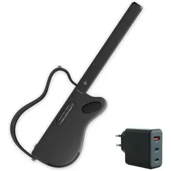 Lava Music Gitarre Genie Smart-Gitarre Schwarz mit Ladegerät (Akustik Gitarre, Kunststoff), Gitarre, Schwarz
