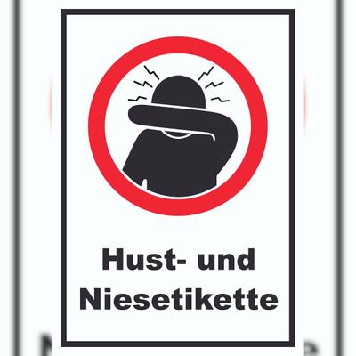 HB-Druck Husten und Niesetikette beachten Symbol und Text Schild A1 (594x841mm)