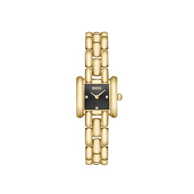 Quarzuhr BOSS "VIOLET", gold (goldfarben, schwarz, schwarz), Armbanduhren, Damen, goldfarben, Quarzuhr, Armbanduhr, Damenuhr, Edelstahlarmband, analog, Glaskristalle
