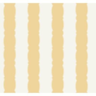 York Wallcoverings Scalloped Stripe Yellow Wallpaper