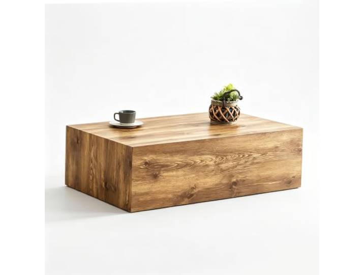 Rechteckiger Couchtisch 90×50×30 cm MDF mit Holzmaserung, ohne Montage