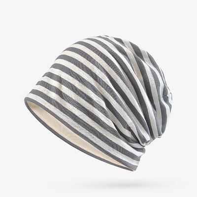 Unisex Beanie Mütze Strickmütze Schwarz Blau Baumwolle Reise Outdoor Urlaub Gestreift Windundurchlässig Warm