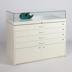 Sockelvitrine Museumsvitrine Glashaube und Schubladen Dialog DLG-42L