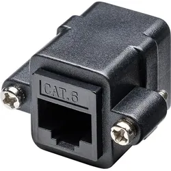 CAT 6 Modularkupplung/Verbinder mit Montageflansch, 2 x RJ45-Buchse
