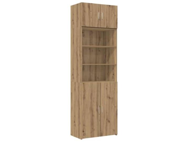Lagerschrank mit Regalen, Holzwerkstoff, Artisan-Eiche, 70 x 42,5 x 225 cm 2-teilig, verstellbare Regeln, offene Fächer, geschlossene Türen, Scharnier-Tür-Design, modular kombinierbar, feucht