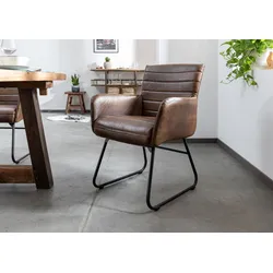 Stuhl Echtleder 62x62x84 dunkelbraun IRON LABEL #06
