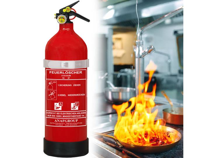 Schaumfeuerlöscher, 2L, Fluorfrei, Brandklasse A/F